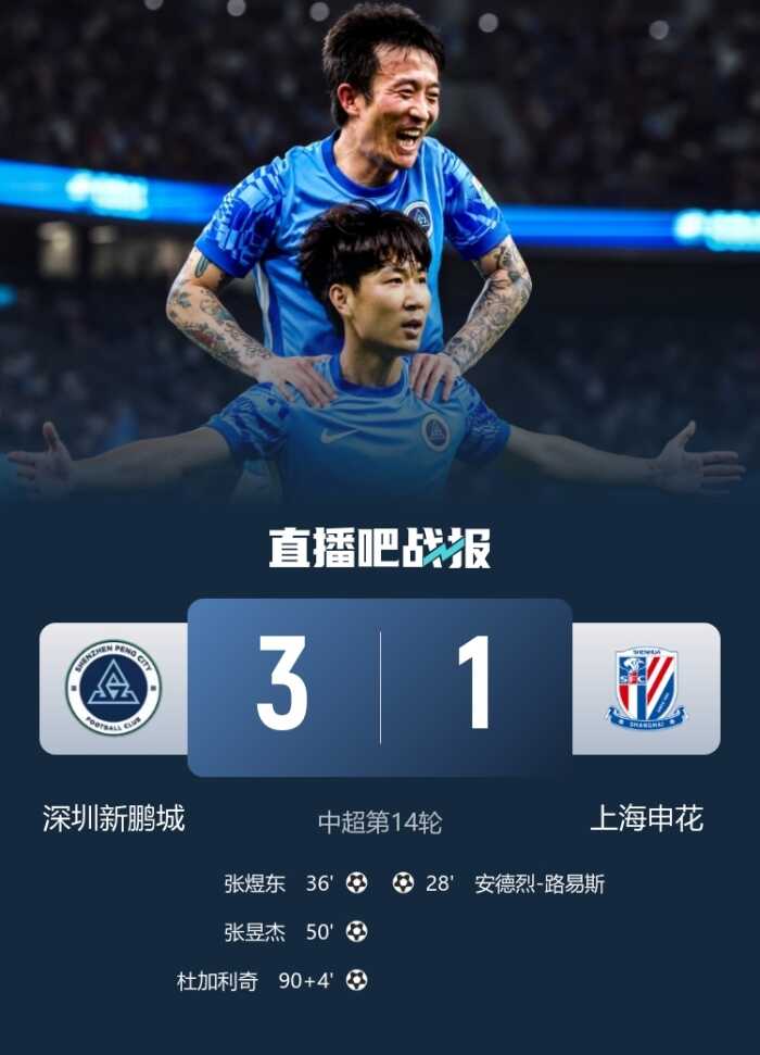 中超大战申花遭遇新鹏城的火力轰炸 张煜东世界波点燃赛场张昱杰杜加利奇携手破门