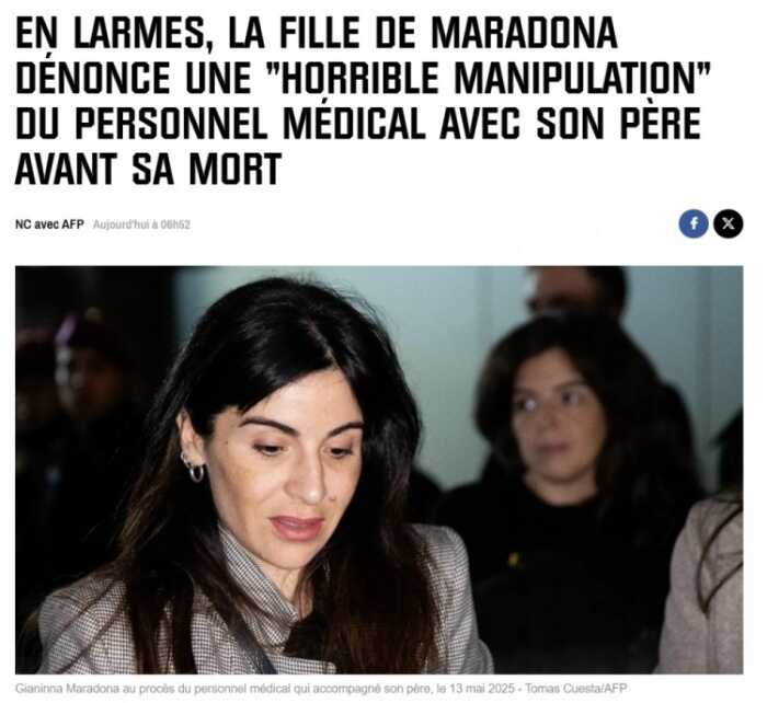 女儿控诉医疗团队失责致马拉多纳辞世 被告医务人员坚决否认相关指控