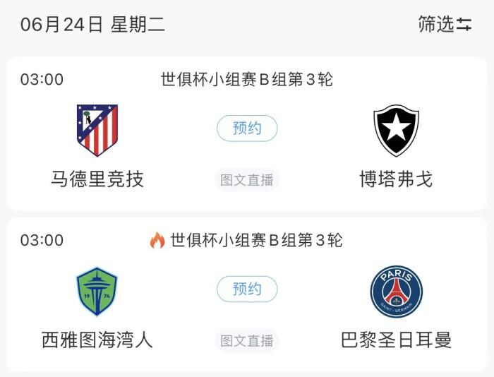 倘若巴黎在最后一轮中赢得胜利 马竞与博塔弗戈必须凈胜三球方可晋级