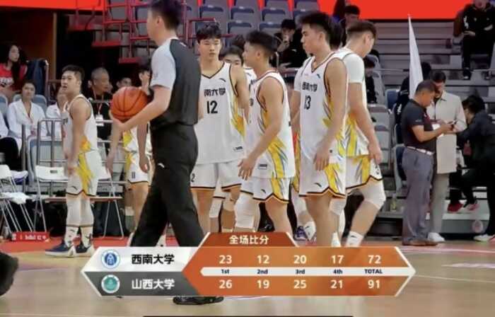 CUBAL比赛中曹晋昌得22分董胤伯得19分山西大学轻松战胜西南大学